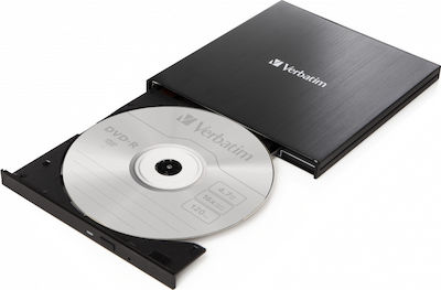 Verbatim Εξωτερικός Οδηγός Εγγραφής/Ανάγνωσης DVD/CD για Laptop / Desktop Μαύρο
