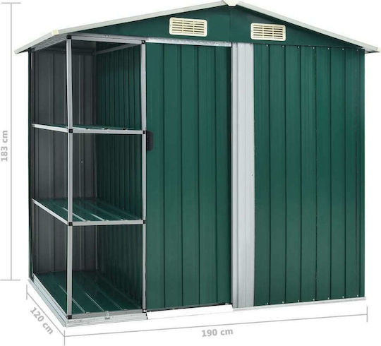 Metallic Garden Shed Galvanized Green with Air Vents M2.05xW1.30xH1.83m