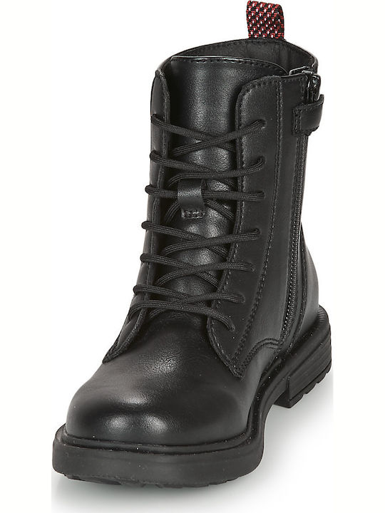 ECLAIR Leather Kids Boots with Zipper Black