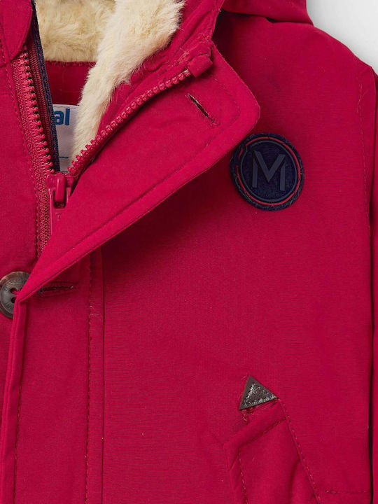 Kids' Parka Long with Lining & Hood Burgundy