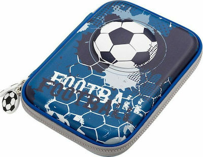 Goomby Fabric Pencil Case 3D Football with 1 Compartment Blue