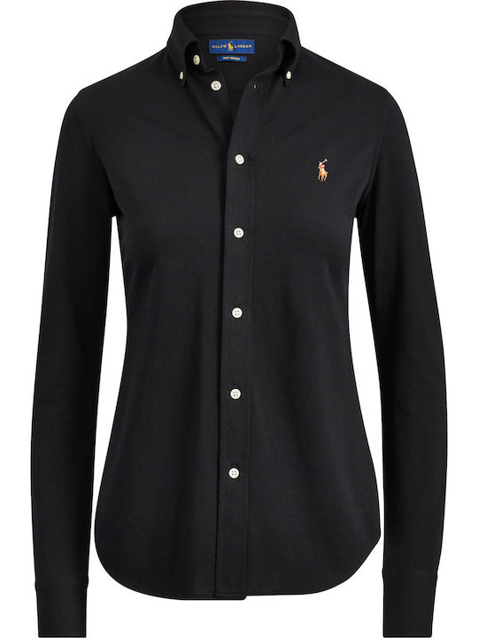 Women's Pique Monochrome Long Sleeve Shirt Black