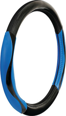 Lampa Car Steering Wheel Cover Silverstone with Diameter 37-39cm Leatherette Blue L3294.7