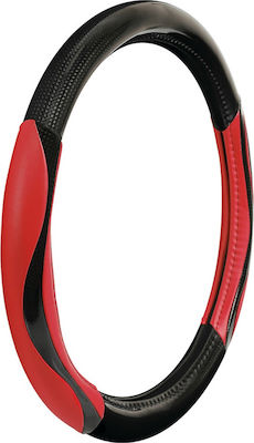 Lampa Car Steering Wheel Cover Silverstone with Diameter 37-39cm Leatherette Red L3294.6