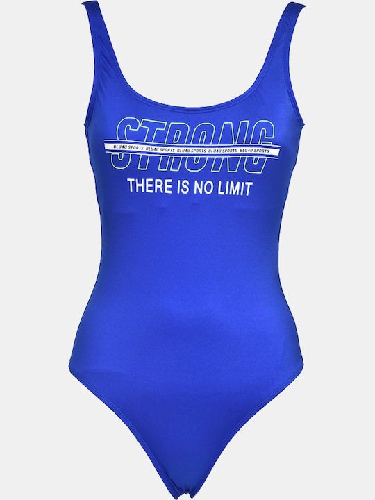 One Piece Swimsuit with Removable Padding Blue