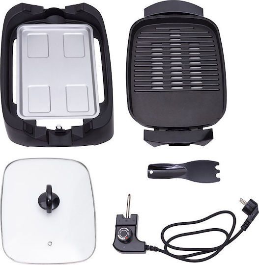 Adler AD-6610 Tabletop Electric Grill With Grate and Smooth Plate Max Power 3000W With Lid and Adjustable Thermostat 40x30cm