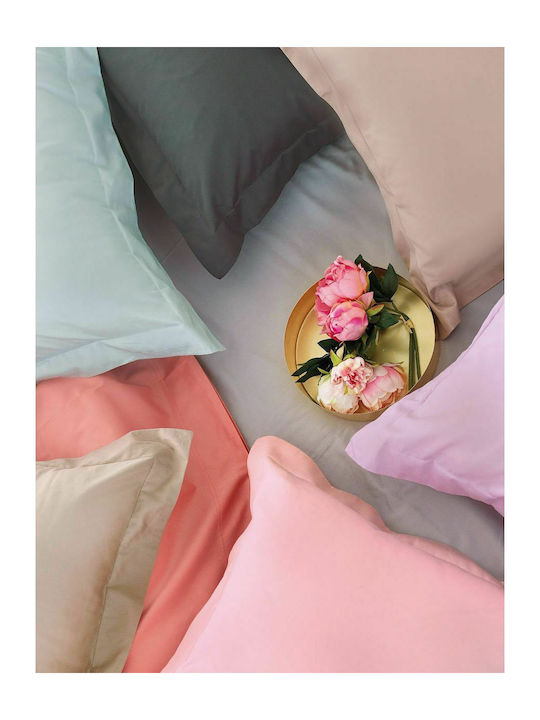 Palamaiki Luxe Sateen Σεντόνι Υπέρδιπλο 245x270εκ. Peach