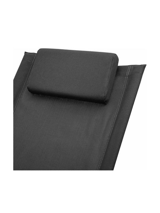 Șezlong Metal cu Țesătură Textilene Negru 121x60.5x59.5cm