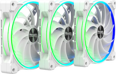 Alpenfoehn Wing Boost 3 ARGB Case Fan 140mm με Σύνδεση 4-Pin PWM / 3-Pin 3τμχ White Edition