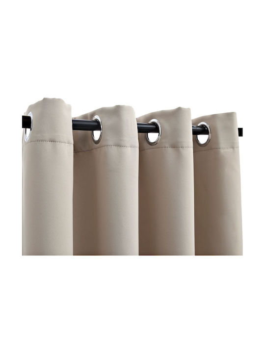 vidaXL Set of Beige Blackout Curtains with Grommets 140x225 cm