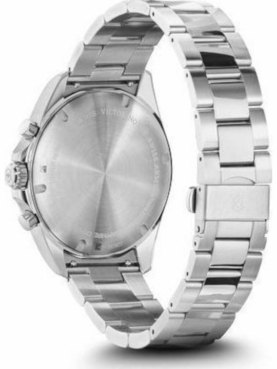 Fieldforce Ανδρικό Ρολόι 42mm Χρονογράφος Μπαταρίας με Ασημί Μεταλλικό Μπρασελέ