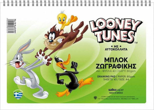 Salko Paper Μπλοκ Ζωγραφικής Looney Tunes A4 21x29.7cm 40 Φύλλα (Διάφορα Σχέδια)