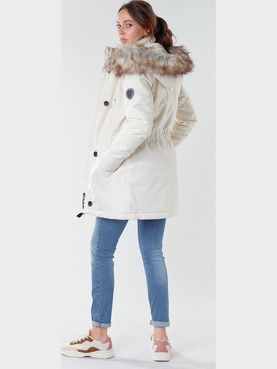 Lungă Jachetă de femei tip parka Eggnog
