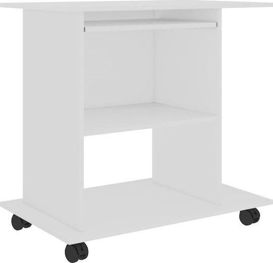 Компютърно бюро Дървено Бяло 80x50x75см