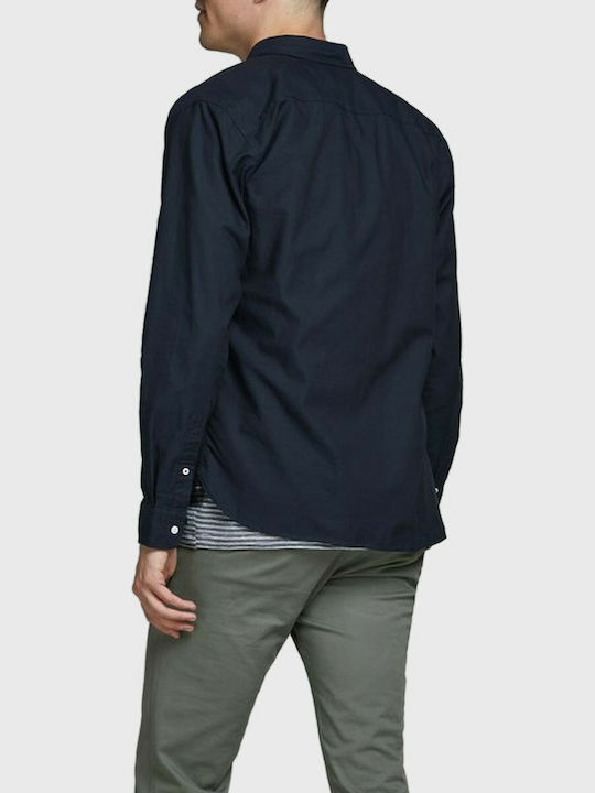 Jack & Jones Herrenhemd Langärmelig Baumwolle Marineblau