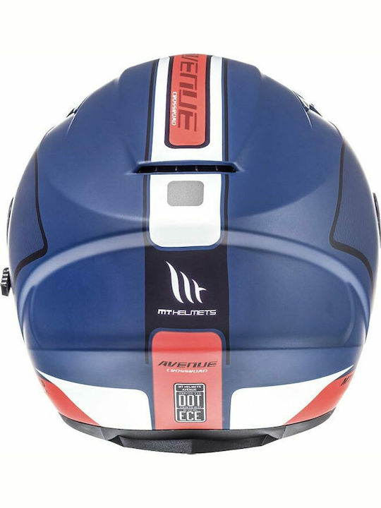 MT Avenue Crossroad Matt Pearl White/Dark Blue/Red Motorcycle Helmet Jet ECE 22.05 1300gr with Sunvisor