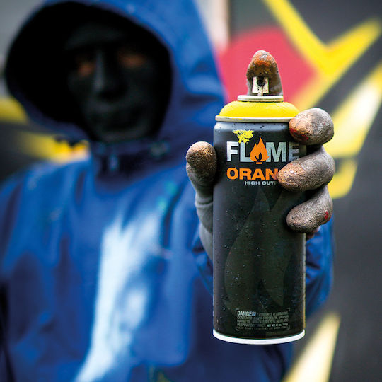 Flame Paint Σπρέι Βαφής Flame Orange Ακρυλικό με Ματ Εφέ Deep Black 400ml