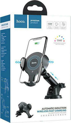 Hoco Mobile Phone Holder Car CA60 Aspiring with Adjustable Hooks and Wireless Charging Black