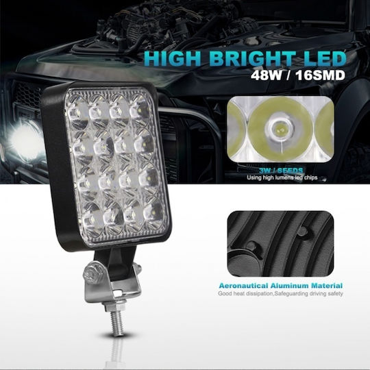 Square Headlights Car LED Universal 10 - 30V 48W 2pcs