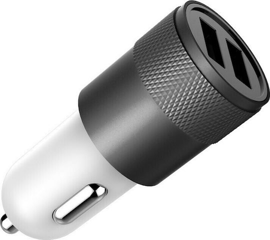 Powertech Φορτιστής Αυτοκινήτου 2.1A με Θύρες: 2xUSB Γκρι