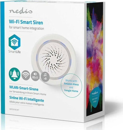 Nedis Ασύρματη Wi-Fi Σειρήνα Συναγερμού Μπαταρίας Εσωτερικού Χώρου 85dB 5V 3x6.5εκ.