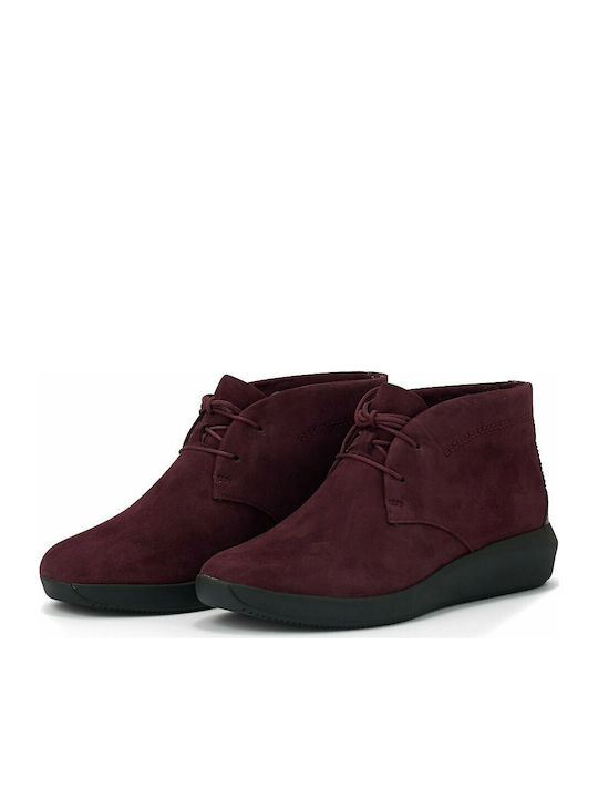 Clarks Tawnia Lace Piele Ghete dama Burgundy