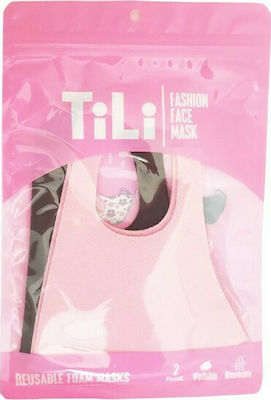 Tili Fashion Face Mask Παιδική Mască de protecție Țesătură pentru copii Black & Pink 2buc