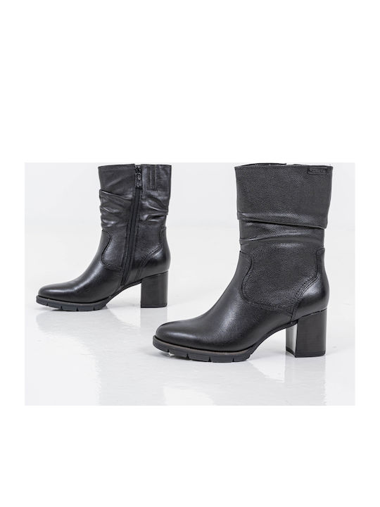 Tamaris Leather Women's Ankle Boots with Medium Heel Black