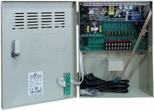 Powertech Τροφοδοτικό Κουτί Συστημάτων CCTV 9 Καναλιών CP1209-10A-B