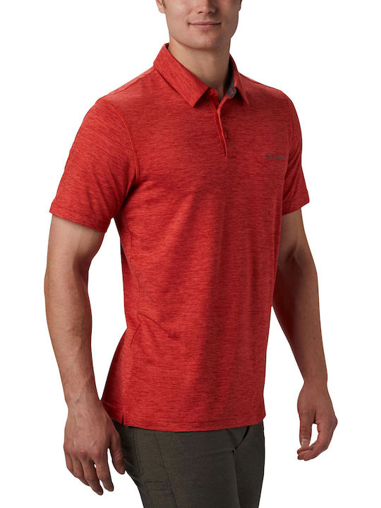 Tech Trail Herren Shirt Kurzarm Polo Rot