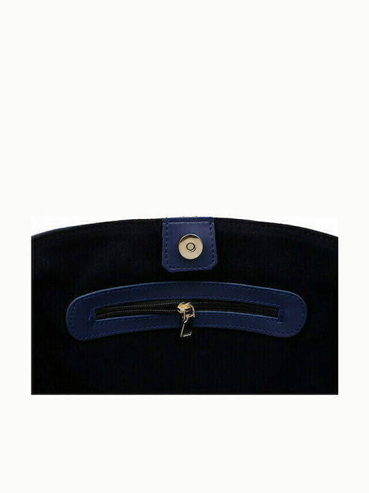 Albion Γυναικεία Τσάντα Shopper 'Ωμου Navy Μπλε