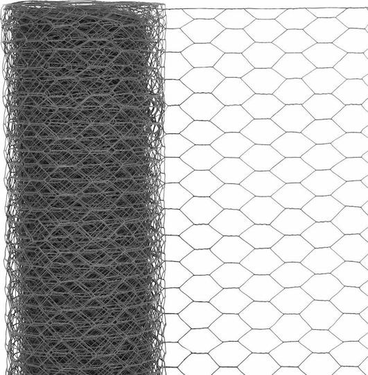 vidaXL Plasă de sârmă cu Îmbrăcăminte din PVC Gri 1.5x25m