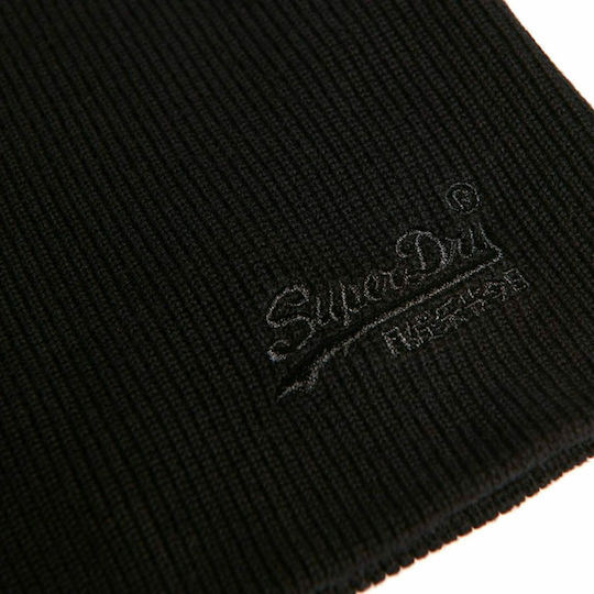Label Beanie Beanie with Rib Knit in Black color