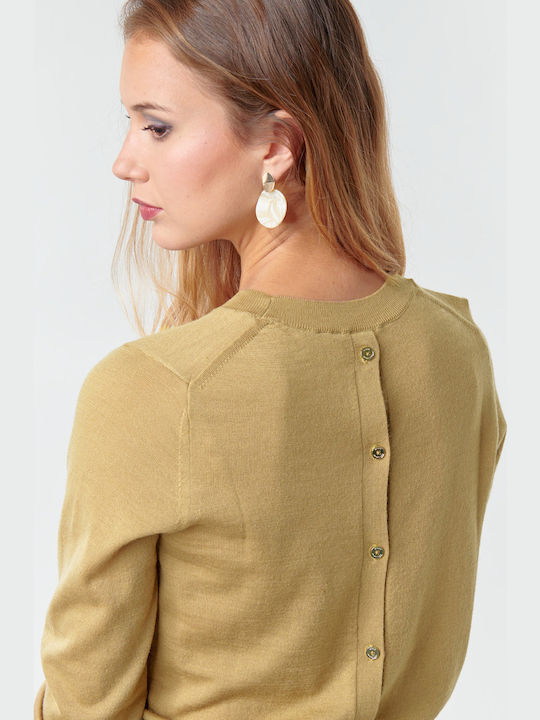 Women's Long Sleeve Sweater Woolen Brown