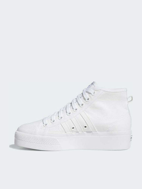 Nizza Damen Flatforms Stiefel Cloud White