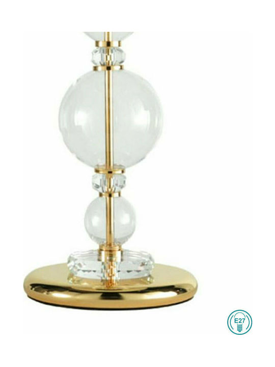 Ondaluce Bach Glass Table Lamp for Socket E27 with White Shade and Transparent Base