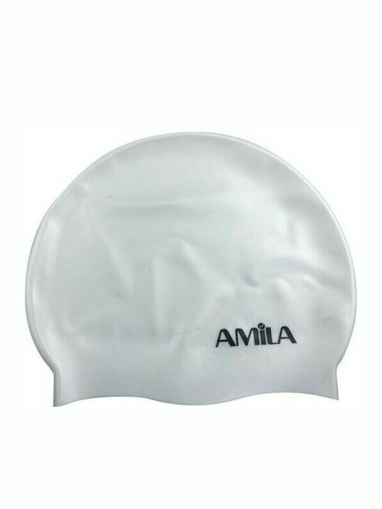 Amila Silicone Adults Swimming Cap White