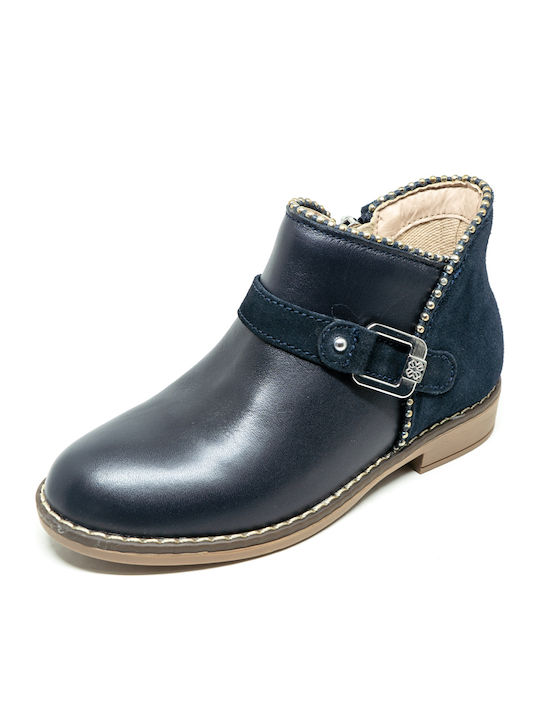 Mayoral Kids Leather Boots with Zipper Navy Blue