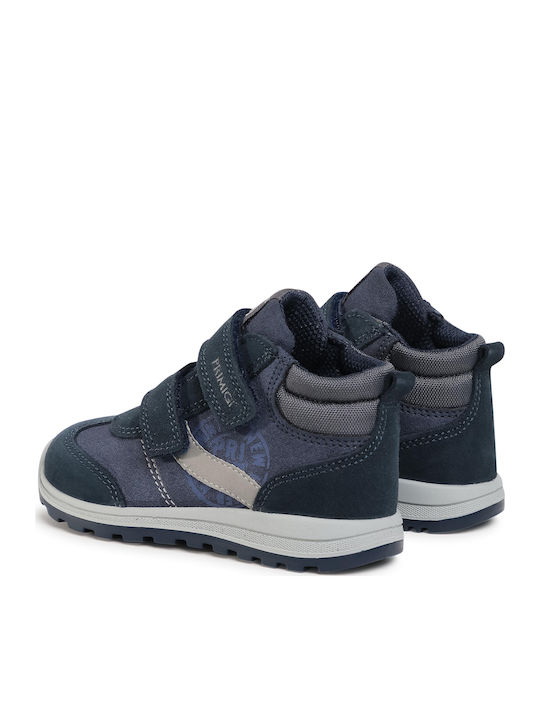 Anatomisch Lederne Kinderstiefeletten mit Klettverschluss Marineblau