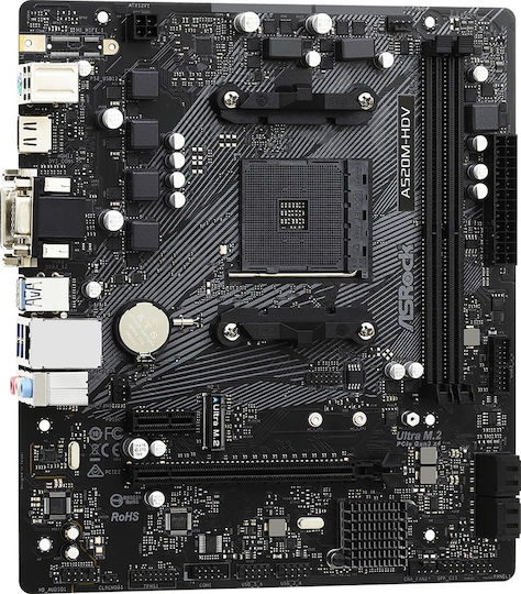ASRock A520M-HDV Motherboard Micro ATX με AMD AM4 Socket 90-MXBE50-A0UAYZ