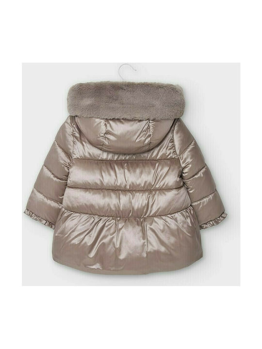 Mayoral Kids Quilted Jacket short Hooded Beige