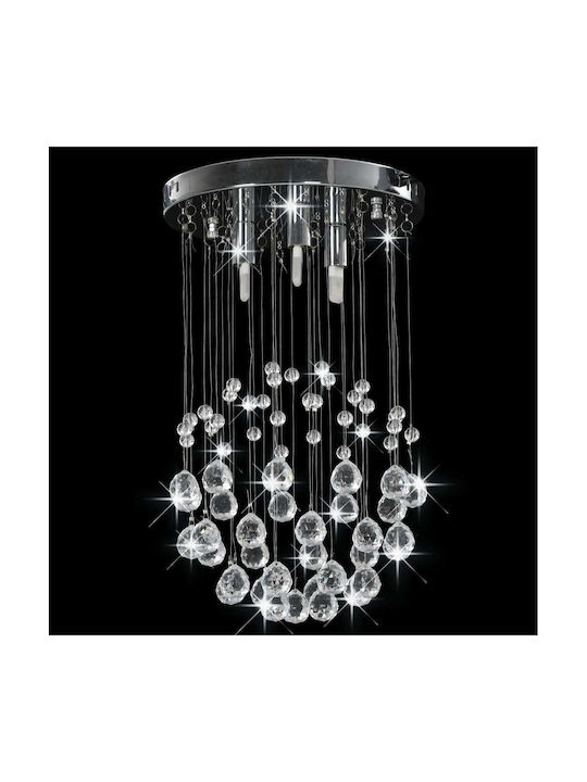 vidaXL Modern Ceiling Light with Socket G9 with Crystals 25pcs Silver