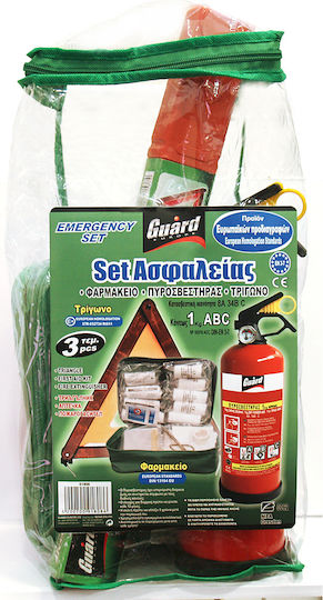 Guard Car Emergency Set With Pharmacy Fire Extinguisher Warning Triangle & Gloves