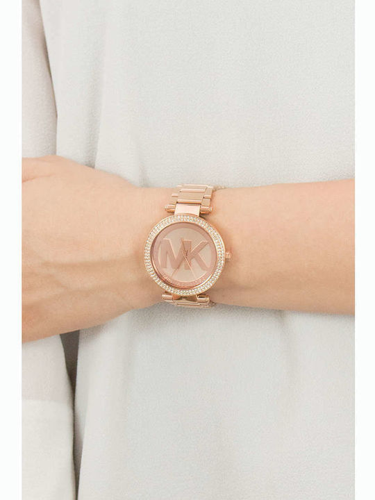 Michael Kors Parker Γυναικείο Ρολόι 39mm Μπαταρίας με Ροζ Χρυσό Μεταλλικό Μπρασελέ