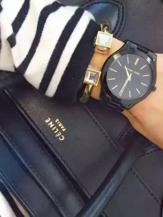 Michael Kors Runway Women's Watch with Black Metal Bracelet