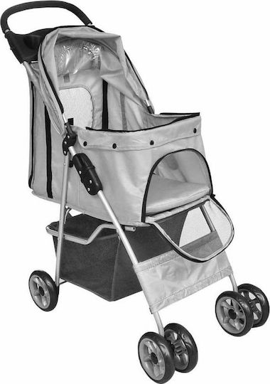 vidaXL Dog/Cat Carrying Gray Stroller for 15kg Pets L37xW80xH99cm