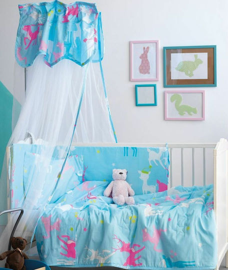Palamaiki Set Für Krippe Baby Satin Blau 7Stück