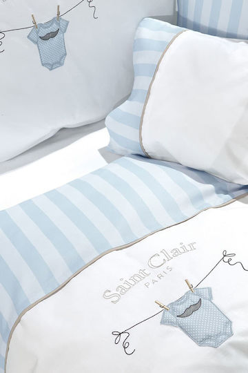 Saint Clair Baby Crib Bedding Set Jimmy 5pcs Light Blue