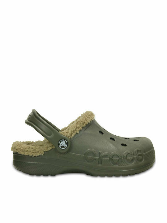 Crocs Baya Lined Χειμερινές Ανδρικές Παντόφλες Dusty Olive