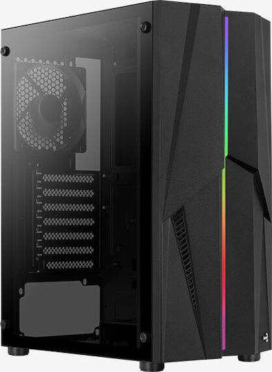 Aerocool Mecha v1 Gaming Midi Tower Κουτί Υπολογιστή με Πλαϊνό Παράθυρο και RGB Φωτισμό Μαύρο
